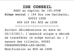 Tarif annonce légale sasu